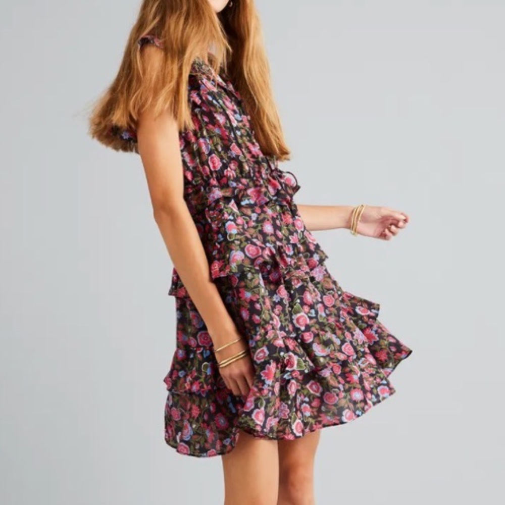 Figue silk ruffle dress